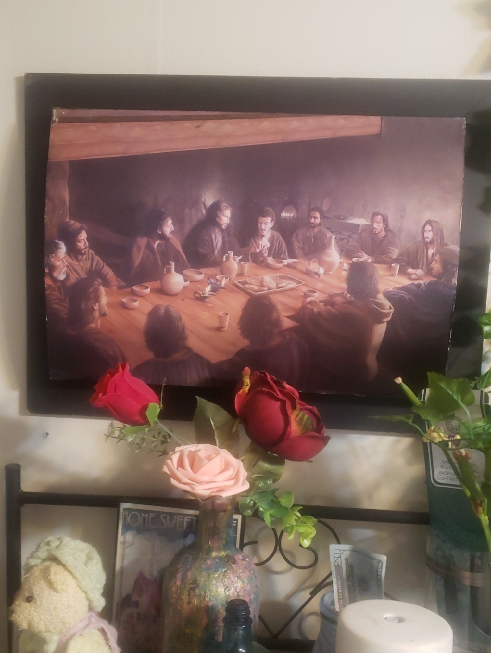 20" Vintage 3D Plaque The Last Supper Breaking Bread Contemporary Religious Art
